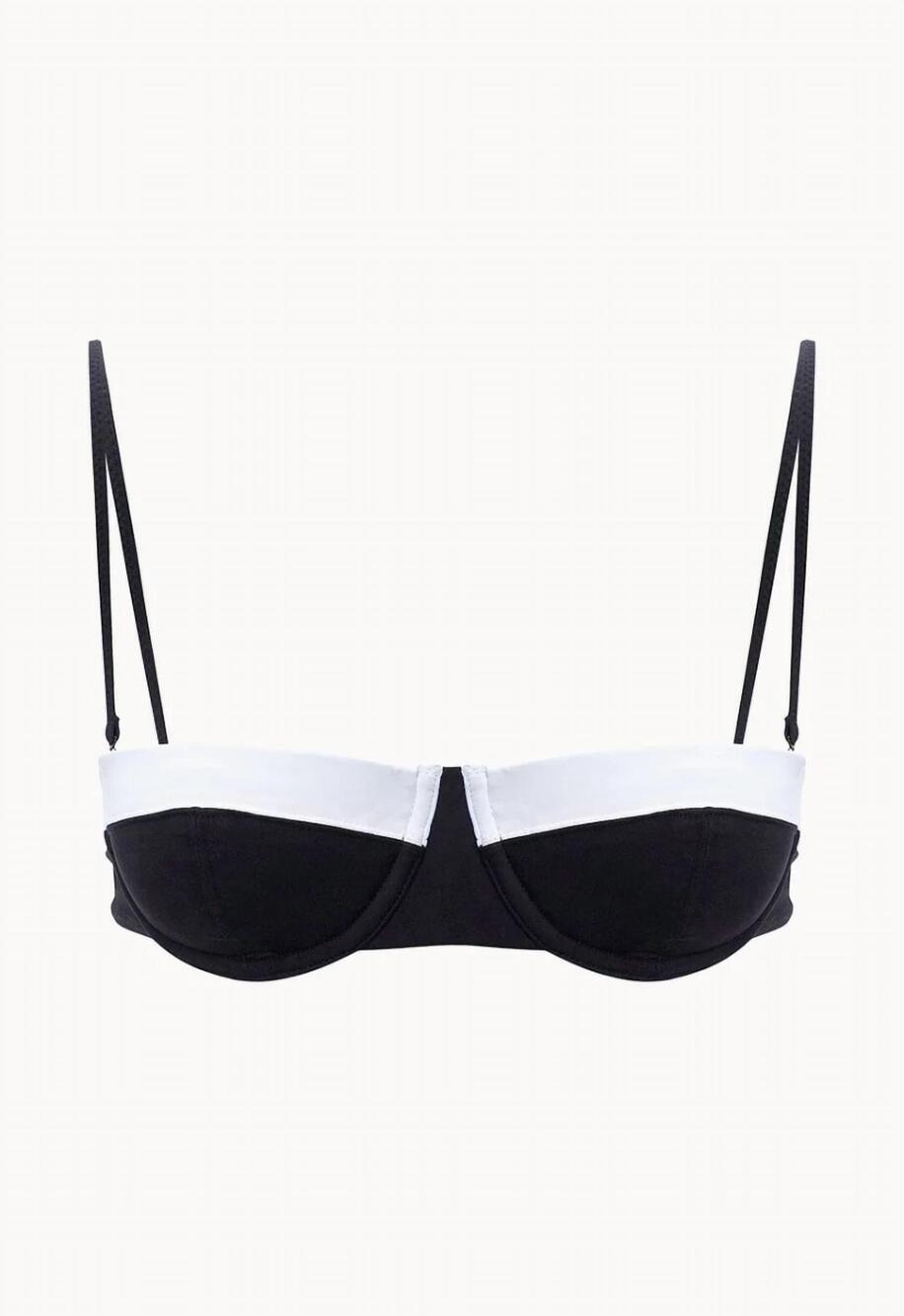 NEW STAUD women's jo balconette bikini top in black/white